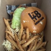 The Cowboy Burger with garlic fries