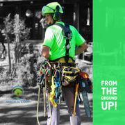 a man wearing a safety harness and helmet