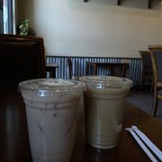 Sweet chai, iced coffee