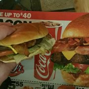 Carl's Jr. burger...the picture says it all.    At least the staff was real nice :)