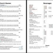 Menu of Ramen and Drinks and Dessert