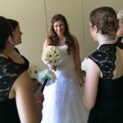 The backs of the girls' heads, showing 2 completely different styles, neither of which matched my request.