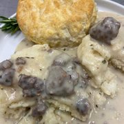 Mouth watering biscuits and gravy