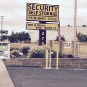 When driving to Security Self Storage this is what you'll see. A big yellow sign and a yellow gate