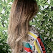 Hand painted balayage ,smudge root , cut and blow out.