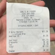 the receipt for the restaurant