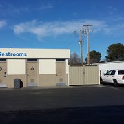 Restrooms are outside