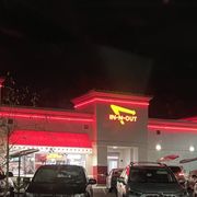 The building at night in all its illuminated glory.