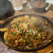 Fajitas steaming hot! Shrimp ruled.
