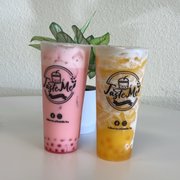 Mango cloud smoothie and strawberry milk tea