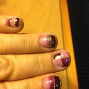 Gel colors with gold ribbon overlay
