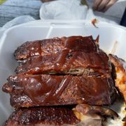 Partially eaten full rack of ribs!