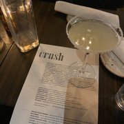 Menu and Lemon Drop Martini