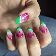 Loving these watermelon nails Jim did:)