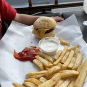 Kids cheeseburger and fries