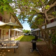 Courtyard, picnic table & BBQ.  Great shade for hanging out!