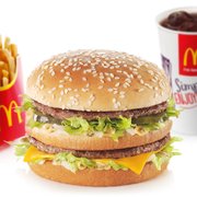 a hamburger and french fries