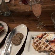 Belgian Waffles (with no nuts), a Side of Sausage, and the Peppered Bacon Club