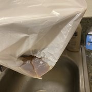 Puddle of liquid in the bag