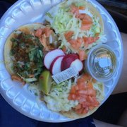 Two veggie tacos and one chicken