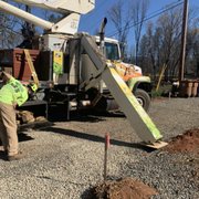 Working with a crane.