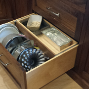 a drawer full of dishes