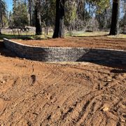 a retaining wall being built