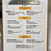 Food Menu as of March 2022
