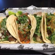 Carne Asada, Chile Colorado, Chile Verde, and Al Pastor tacos