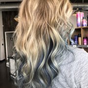 Balayage into blue tips
