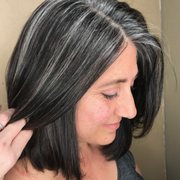 amazing lowlight on grey  hair by Dana