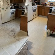 Heavily soiled tile before/after