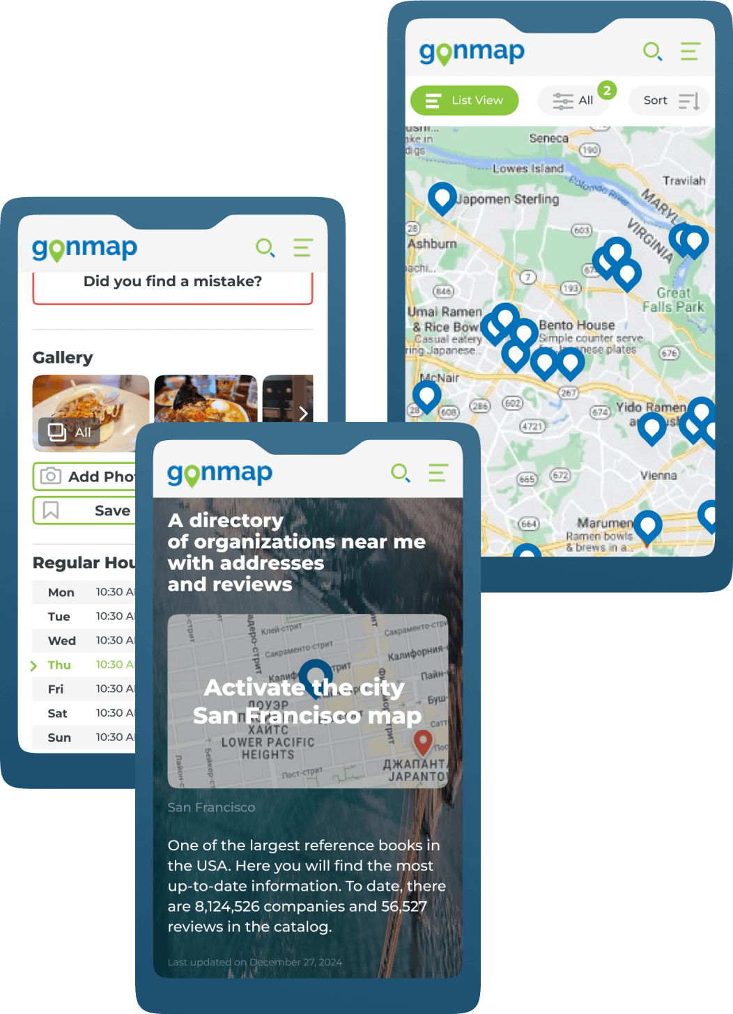 GONMAP Directory Features